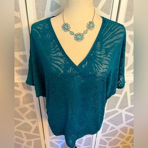 White House Black Market Pretty Teal Spring Shirt Size Medium.